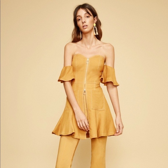 NEW C/MEO Collective Get Right Off Shoulder Ruffle Sweetheart Mini Dress - Picture 1 of 16